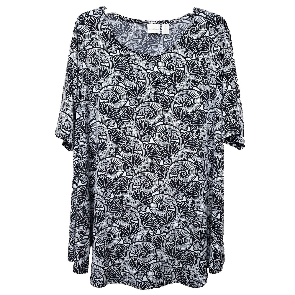 Chico's Floral Blooms Elbow Sleeve Stretchy Tunic Size 3 (XL)
